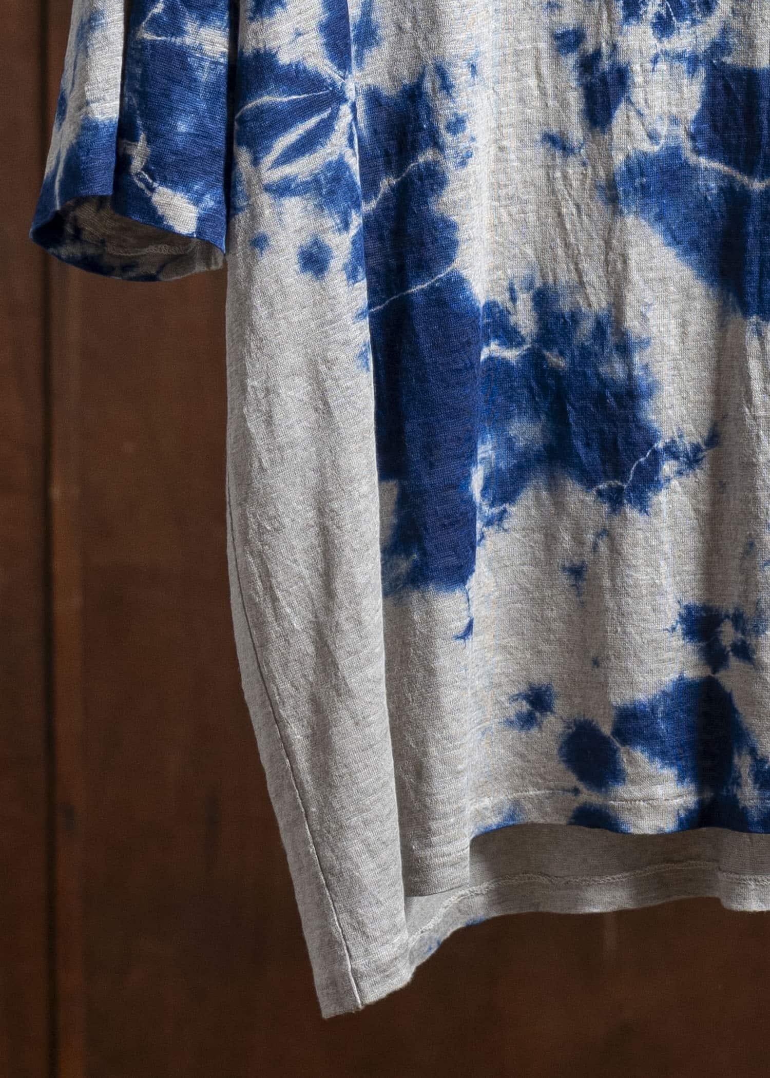 SUZUSAN リネンジャージーMadara 半袖Tシャツ 2056L-010 -2208 Dark Blue/Grege