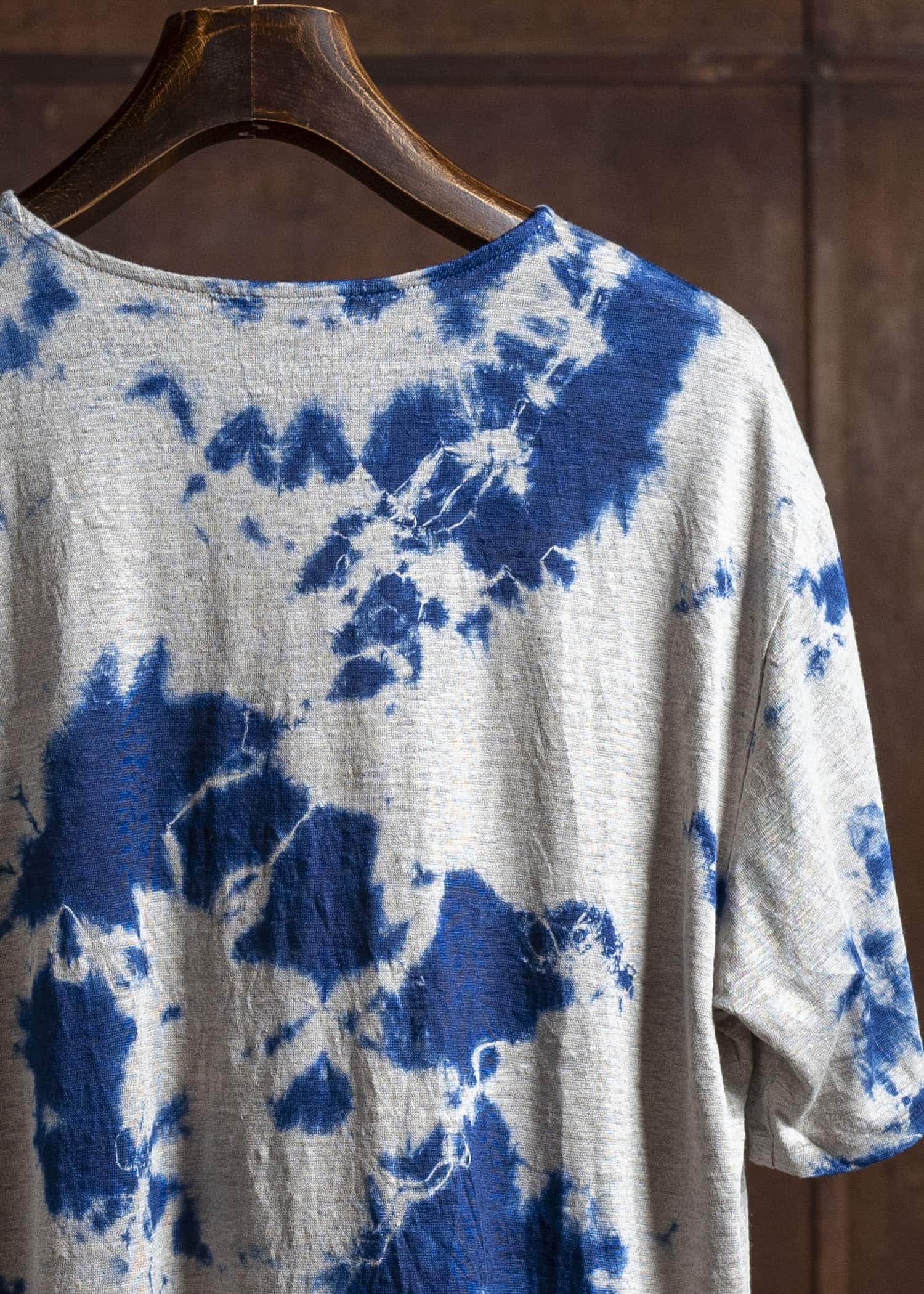 SUZUSAN リネンジャージーMadara 半袖Tシャツ 2056L-010 -2208 Dark Blue/Grege