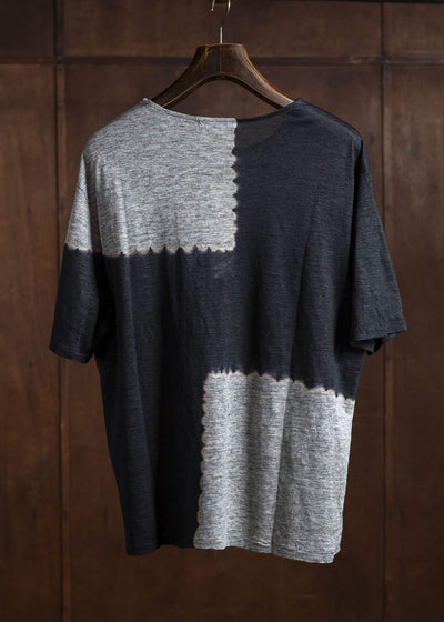 SUZUSAN リネンジャージーBlock 半袖Tシャツ 2056L-317 -1012 Black/Grey