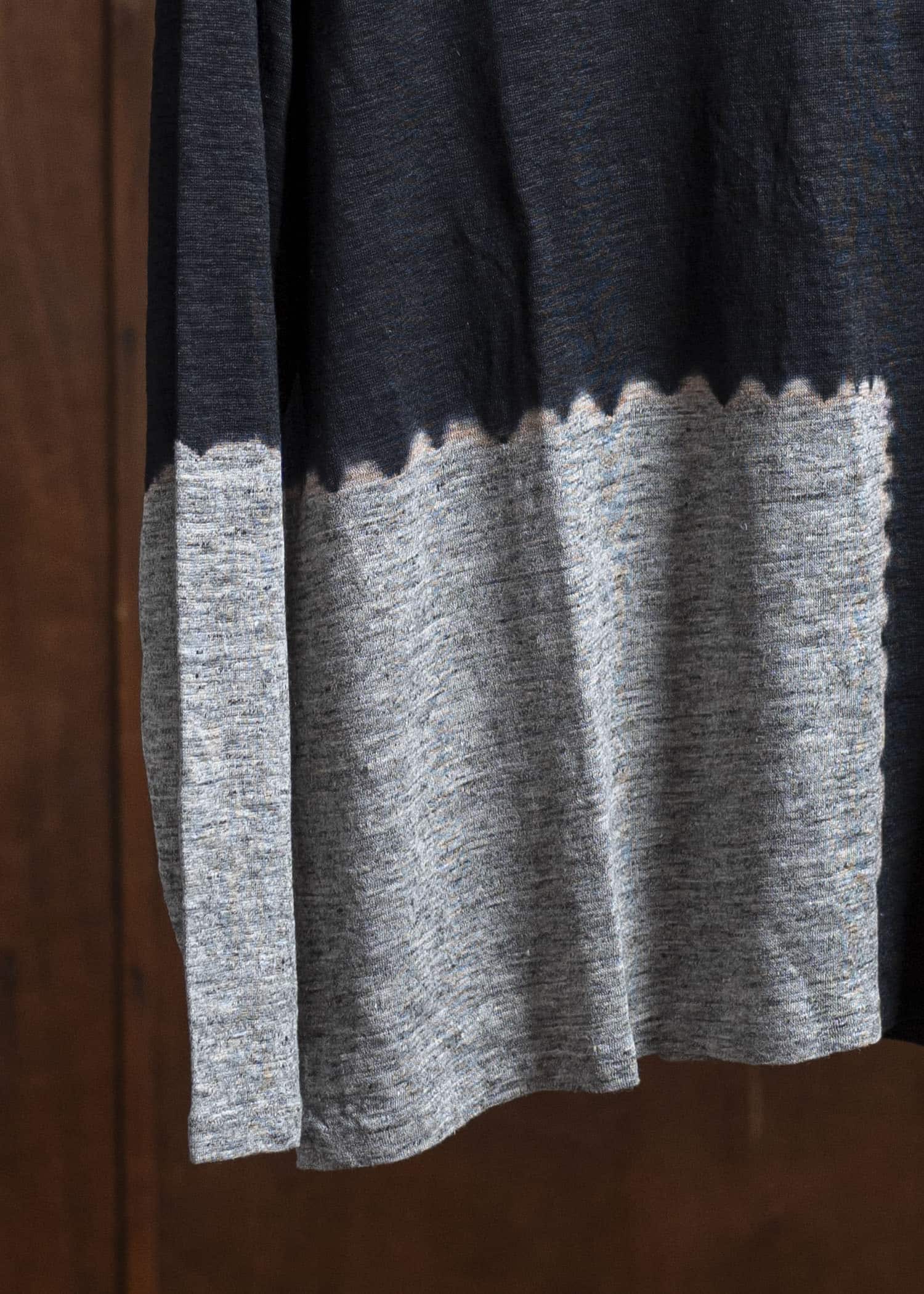 SUZUSAN Linen Jersey Long Sleeve Crew Neck Pullover 2057L-317-Black - Grey