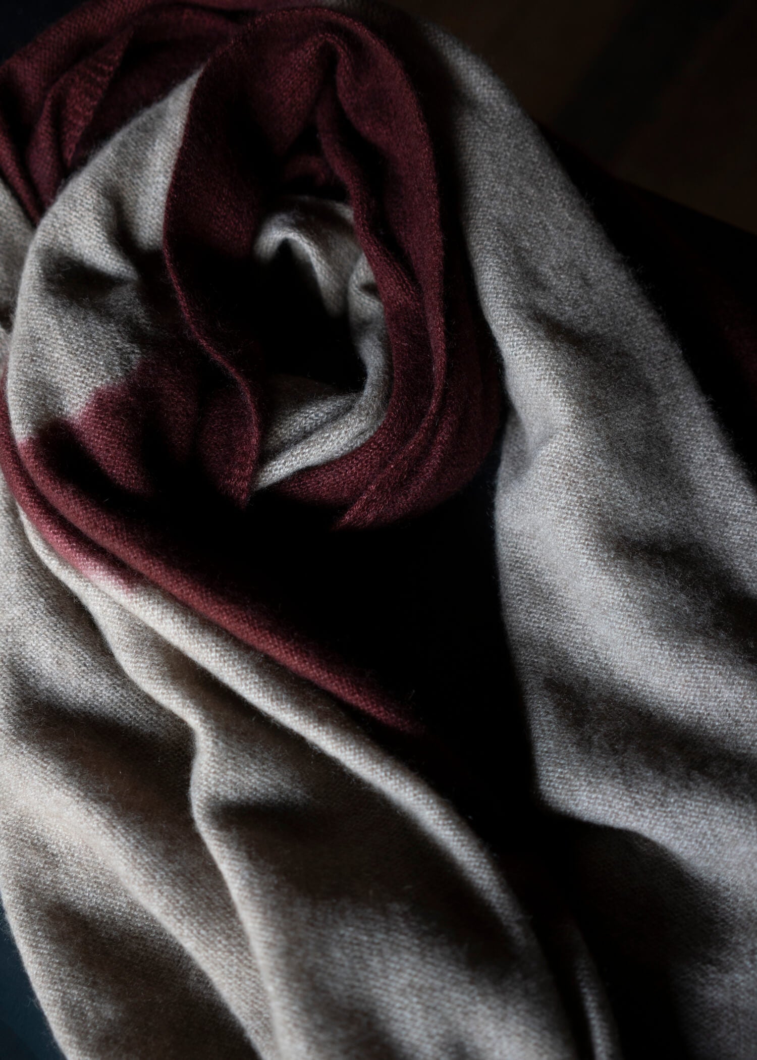 SUZUSAN Cashmere knit shawl Bordeaux - Light coffee