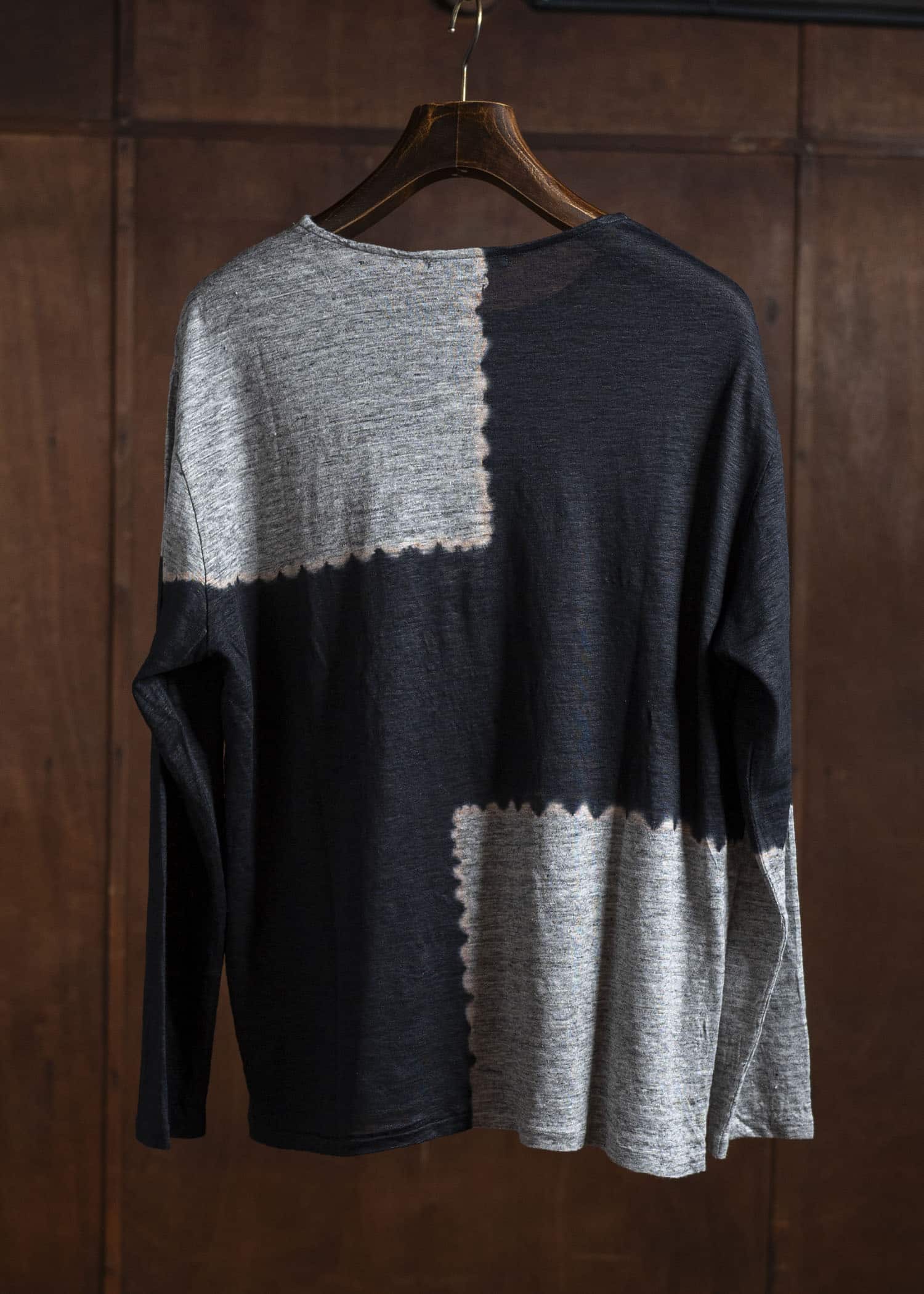 SUZUSAN Linen Jersey Long Sleeve Crew Neck Pullover 2057L-317-Black - Grey