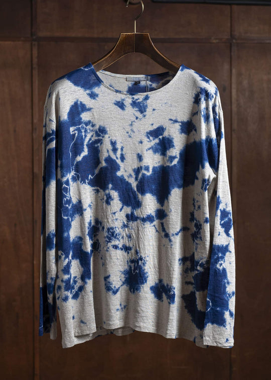 SUZUSAN Linen Jersey Long Sleeve Crew Neck Pullover 2057L-010-Dark Blue - Grege