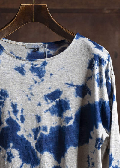 SUZUSAN Linen Jersey Long Sleeve Crew Neck Pullover 2057L-010-Dark Blue - Grege