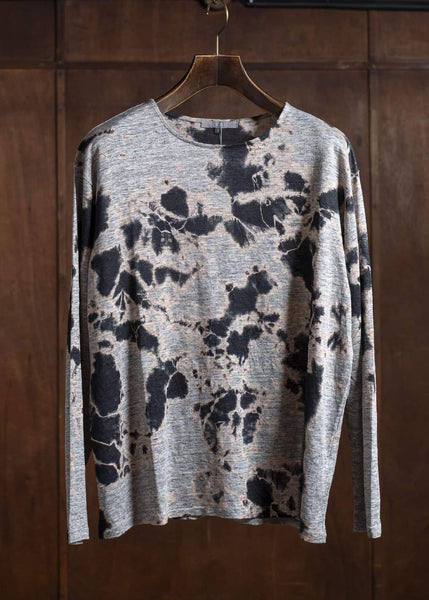 SUZUSAN Linen Jersey Long Sleeve Crew Neck Pullover 2057L-010-Black - Grey