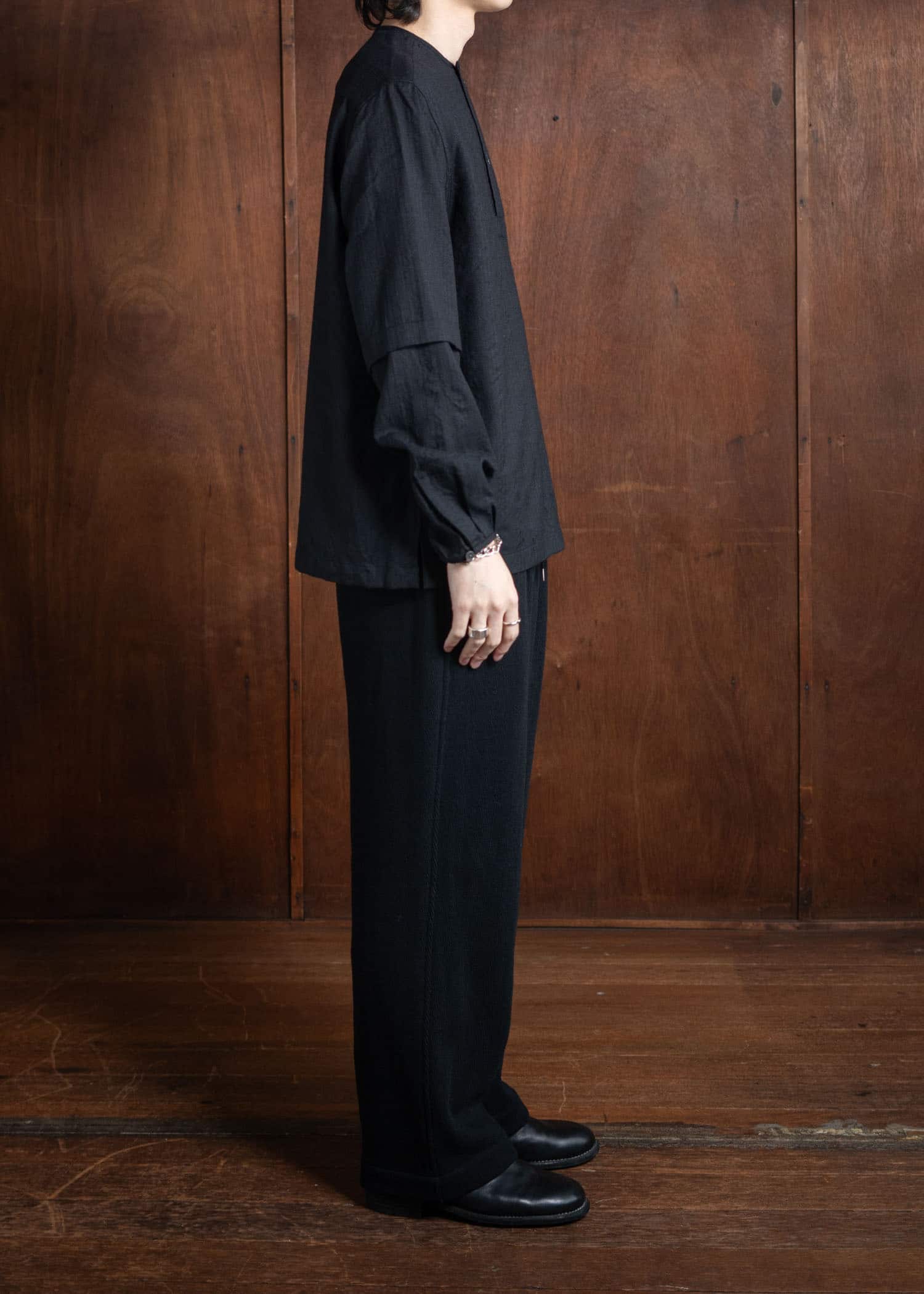 ITOH Herringbone Drawstring Pants Black IT.024.15.133