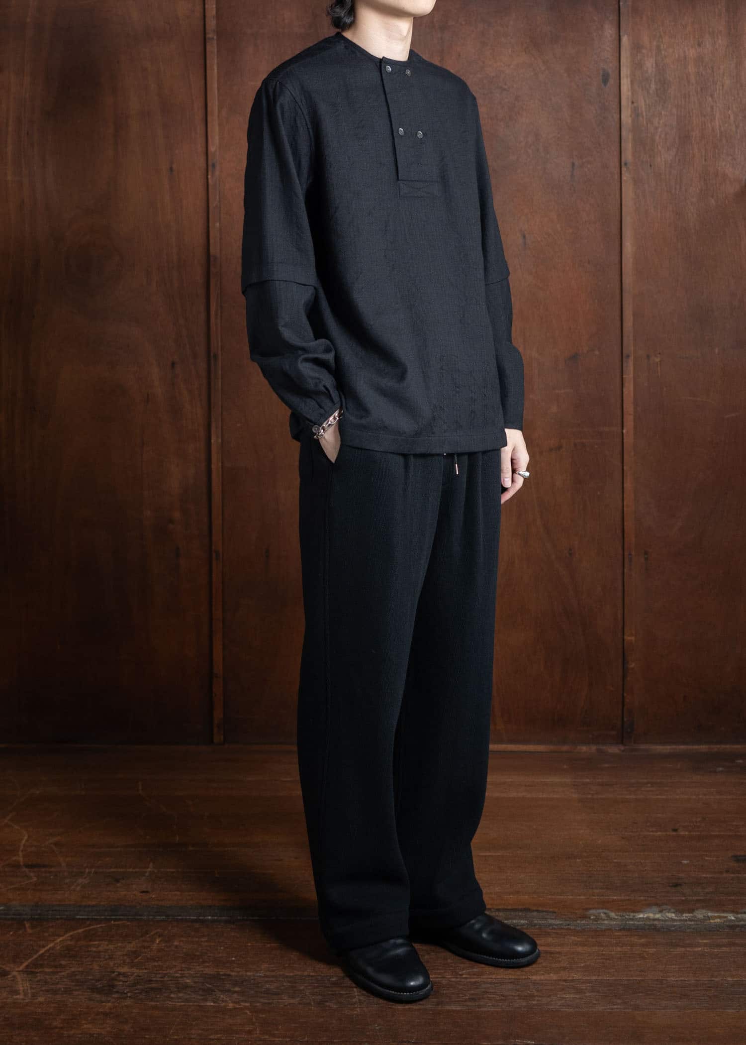 ITOH Herringbone Drawstring Pants Black IT.024.15.133