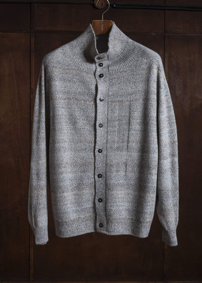amachi. AY19K-4090 Gradation TOR High Neck Cardigan White Gray