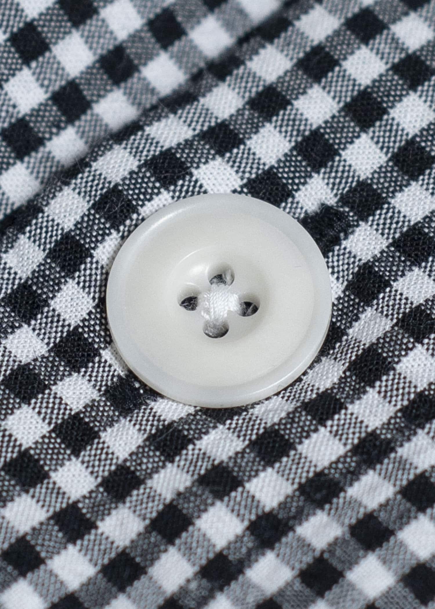 SUZUSAN Cotton Gingham Check Overshirt  Boushi Shibori Block 4063C-317-Black - Black
