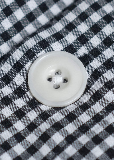 SUZUSAN Cotton Gingham Check Overshirt Boushi Shibori Block 4063C-317-Black - Black