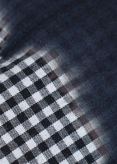 SUZUSAN Cotton Gingham Check Overshirt Boushi Shibori Block 4063C-317-Black - Black