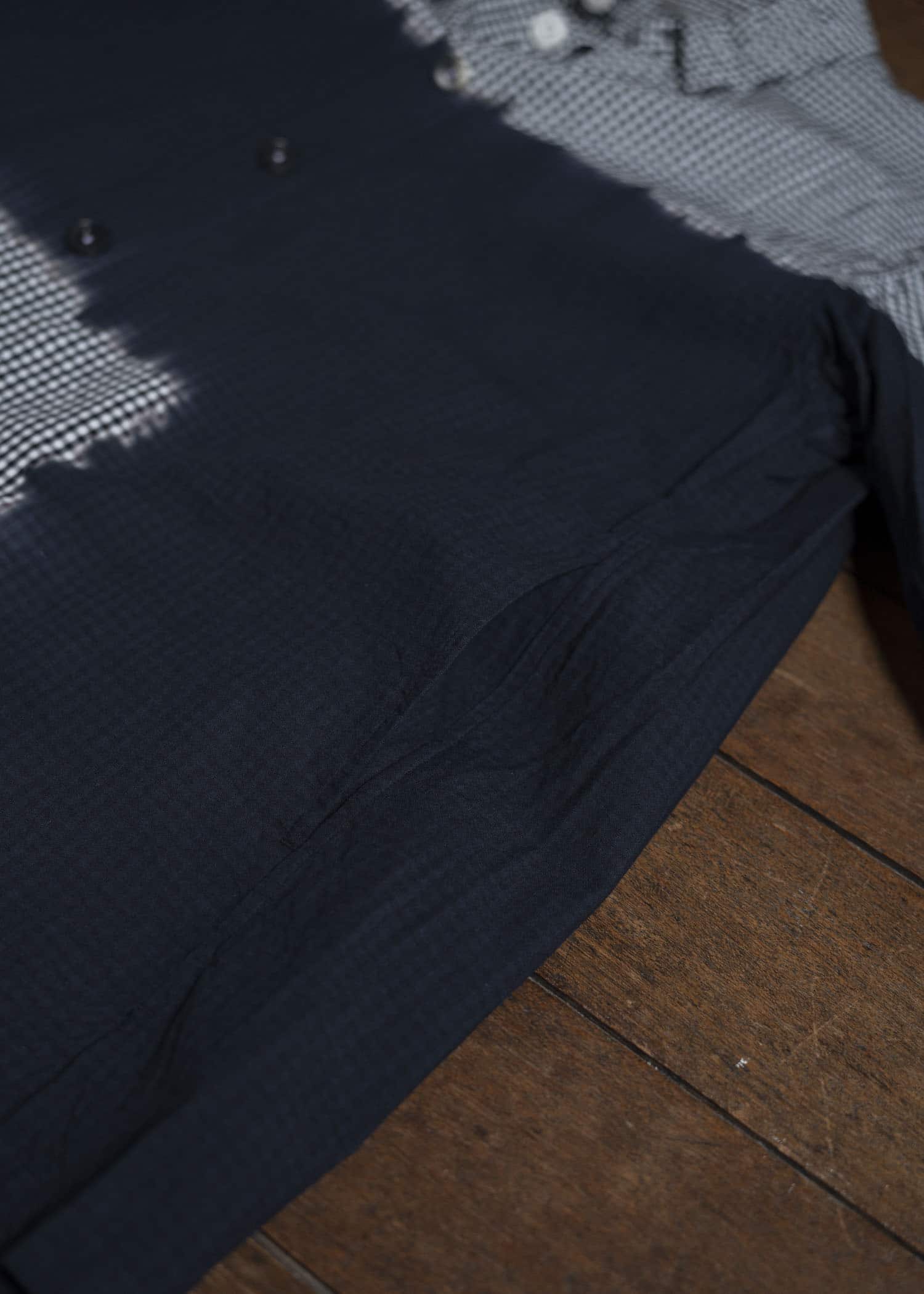 SUZUSAN Cotton Gingham Check Overshirt  Boushi Shibori Block 4063C-317-Black - Black