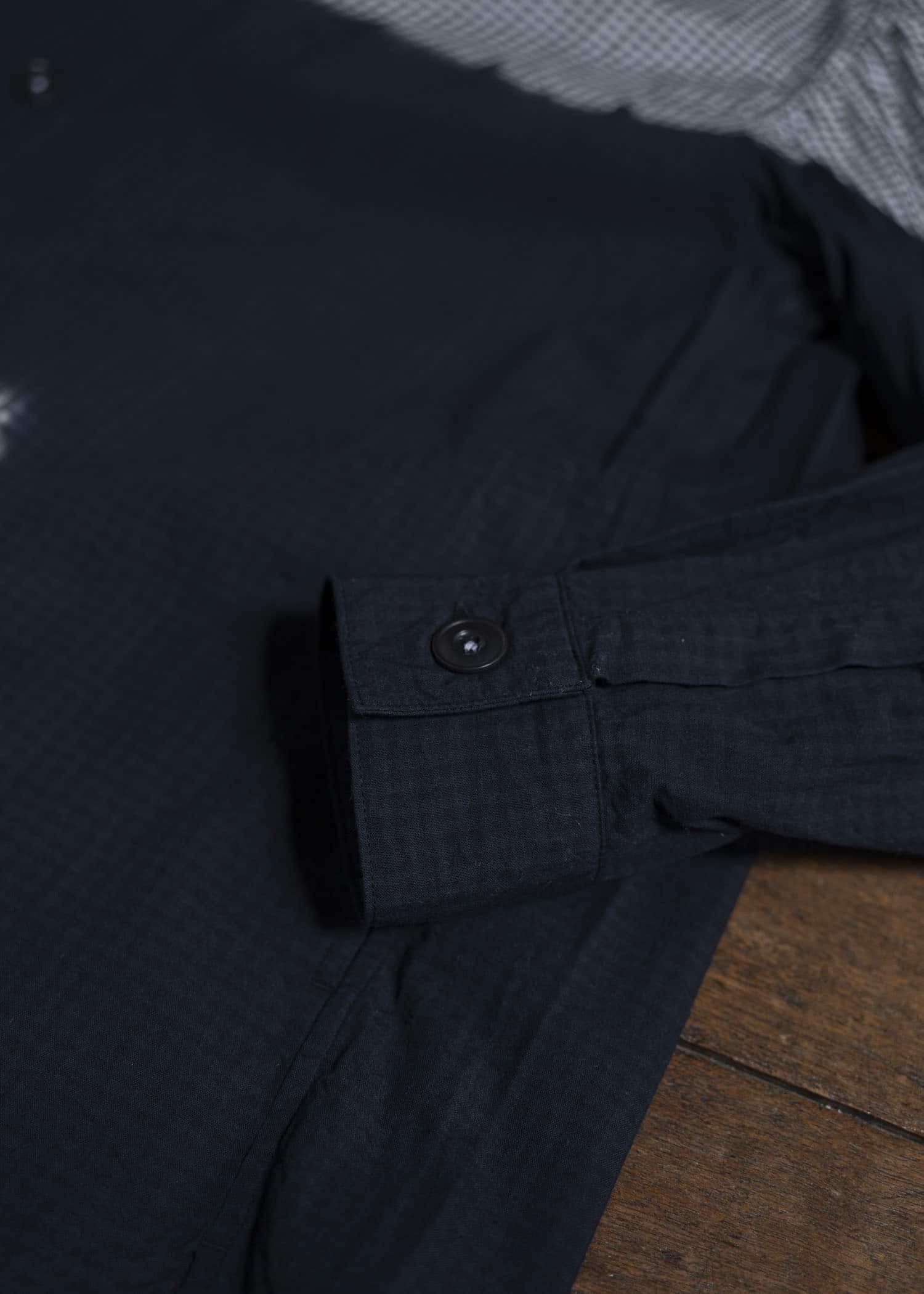 SUZUSAN Cotton Gingham Check Overshirt  Boushi Shibori Block 4063C-317-Black - Black