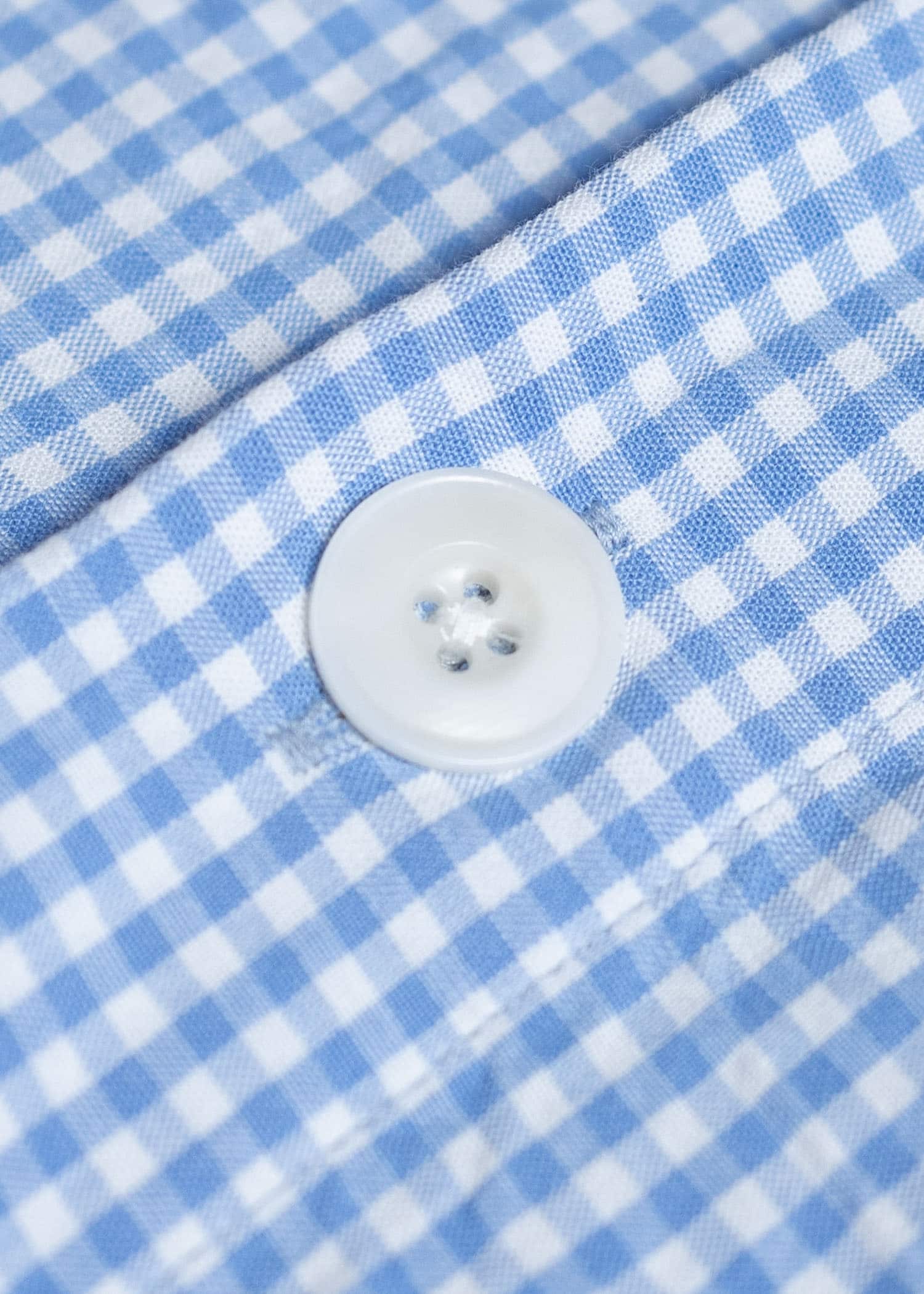 SUZUSAN Cotton Gingham Check Overshirt  Boushi Shibori Block 4063C-317-Dark Blue - Sky Blue