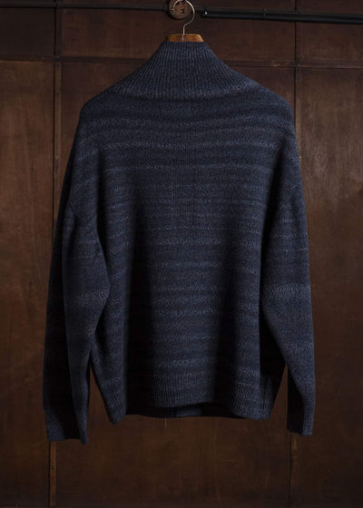 amachi. AY19K-4090 Gradation TOR High Neck Cardigan Navy Black