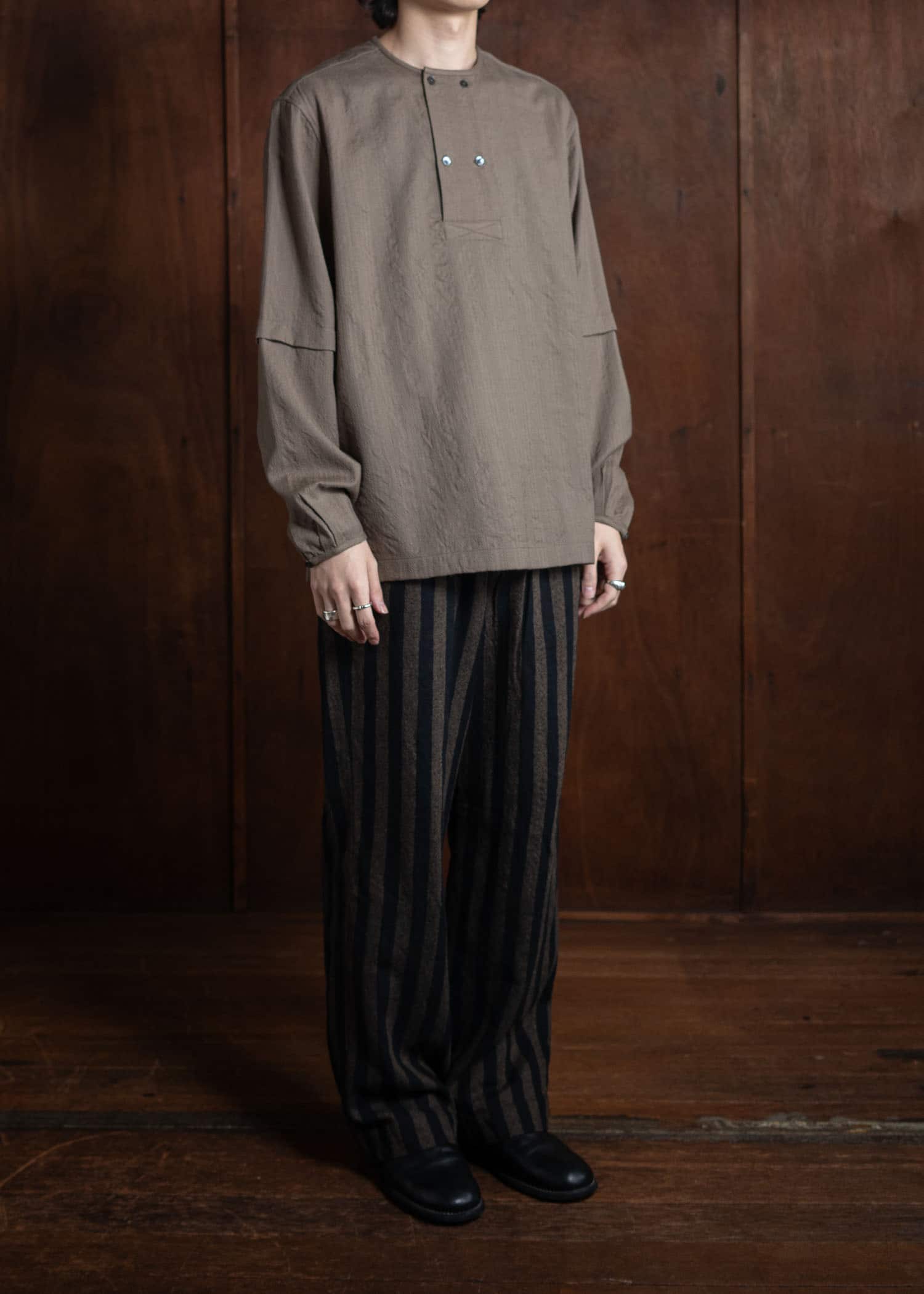 ITOH Stripe Drawstring Pants Dark Brown Stripes IT.024.15.131