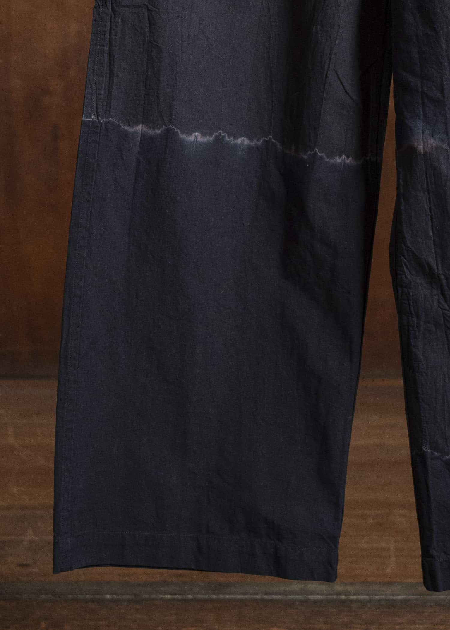 SUZUSAN Cotton Broad Wide Drawstring Pants. Boushi Shibori Block 5045C-317-Black - Black