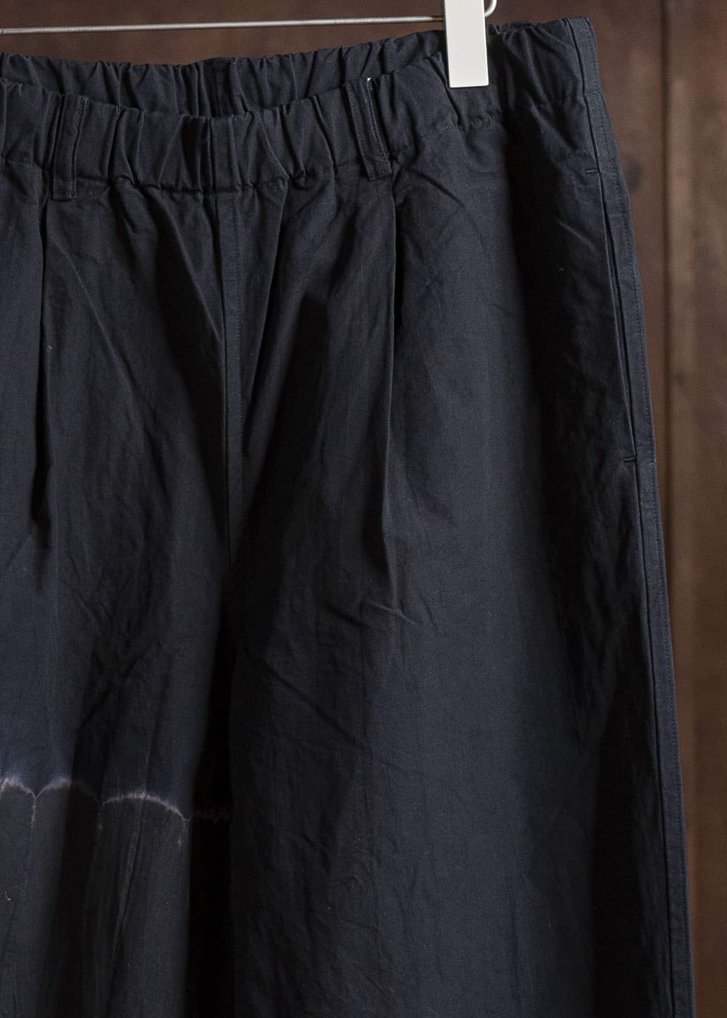 SUZUSAN Cotton Broad Wide Drawstring Pants. Boushi Shibori Block 5045C-317-Black - Black