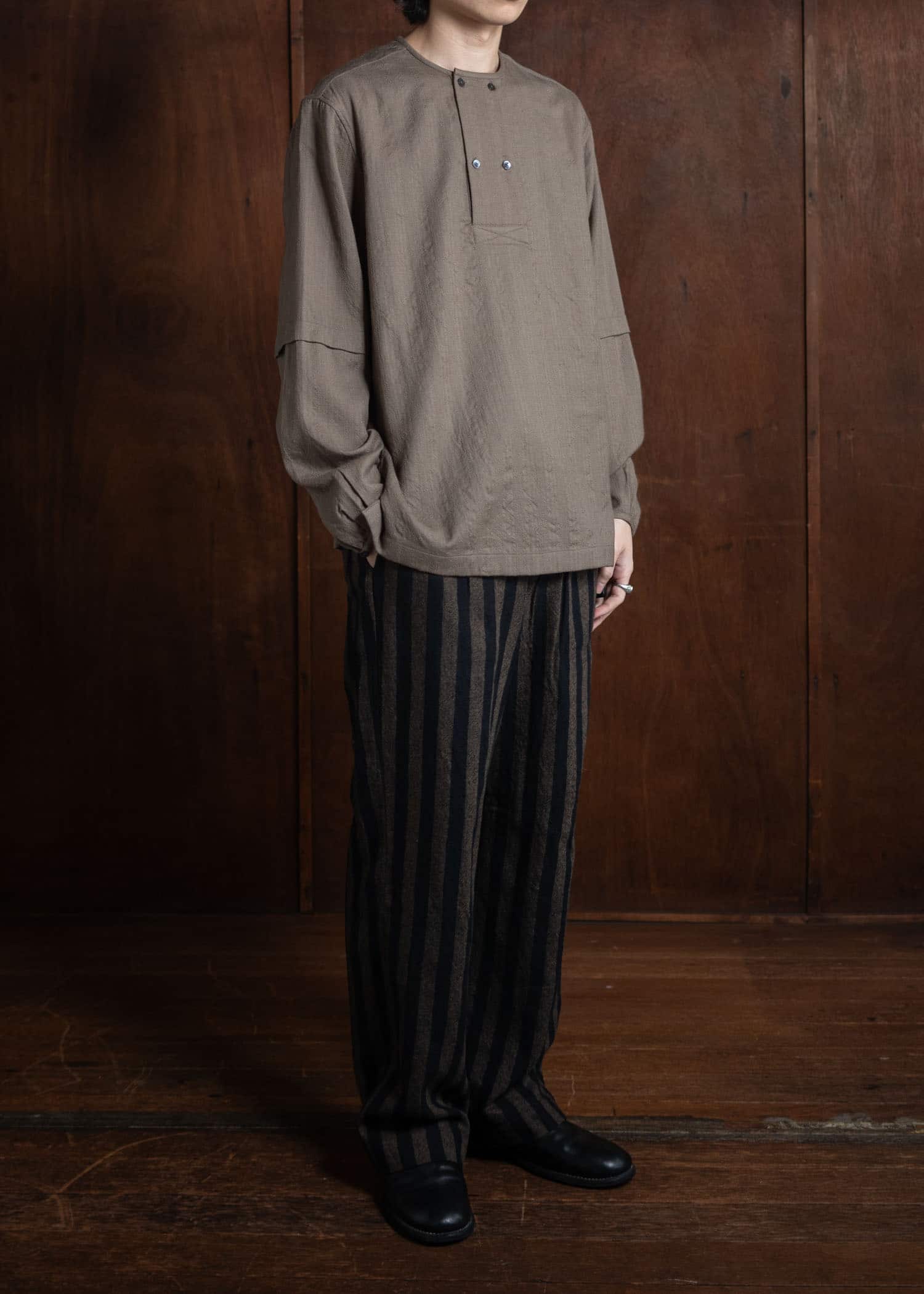 ITOH Stripe Drawstring Pants Dark Brown Stripes IT.024.15.131