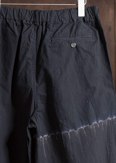 SUZUSAN Cotton Broad Wide Drawstring Pants. Boushi Shibori Block 5045C-317-Black - Black