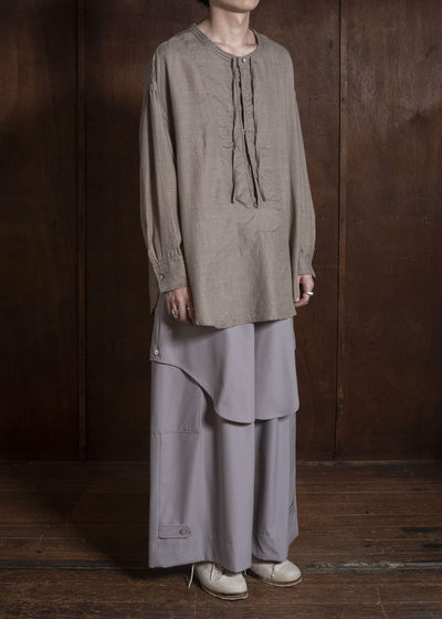 amachi. AY19B-3076-26AW Layered Utility Pants Gray Beige