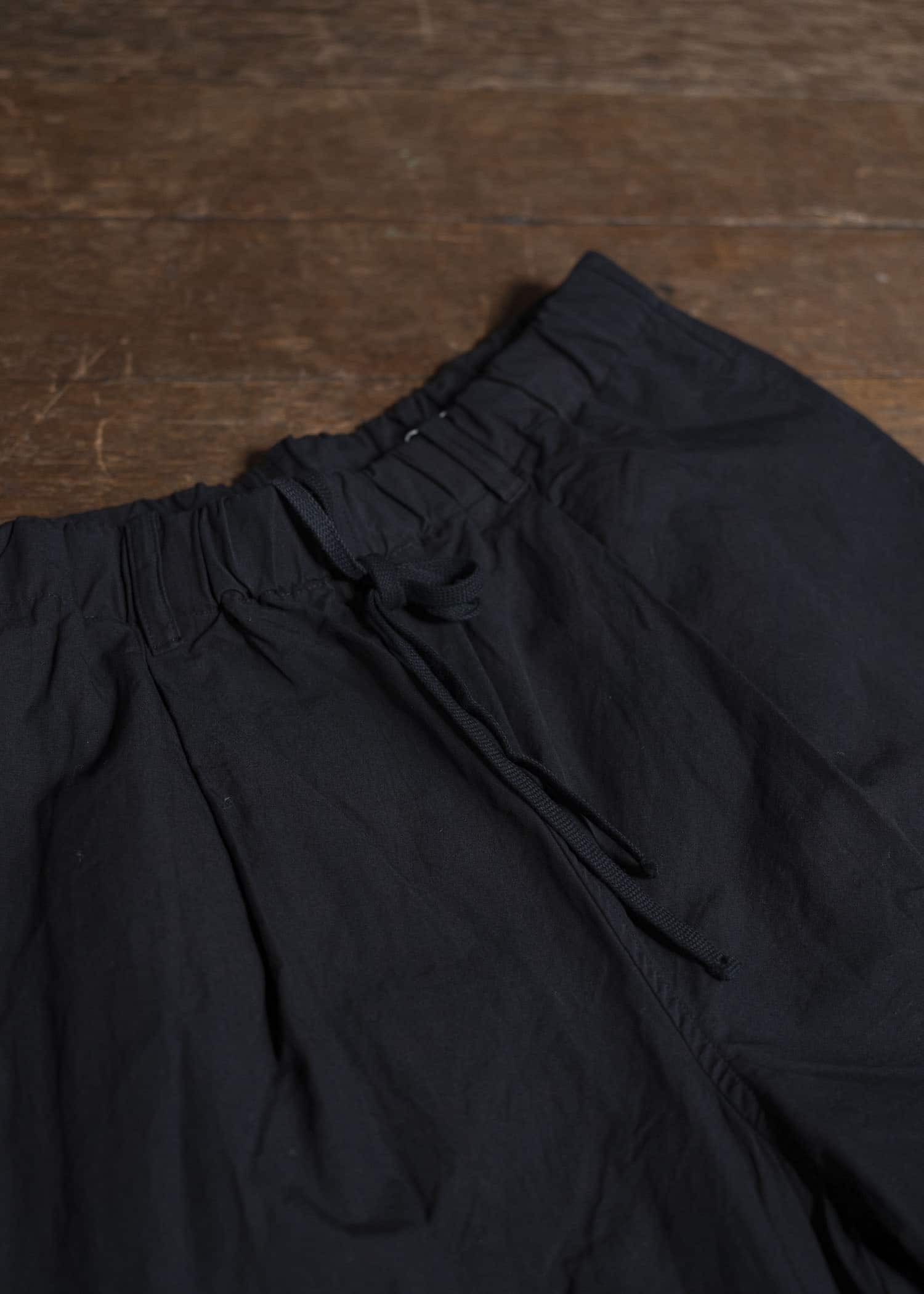 SUZUSAN Cotton Broad Wide Drawstring Pants. Boushi Shibori Block 5045C-317-Black - Black