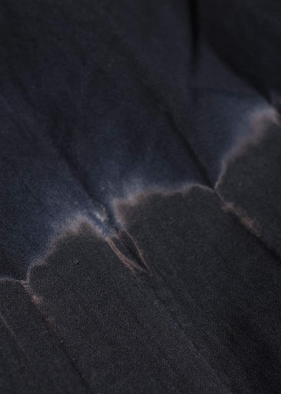 SUZUSAN Cotton Broad Wide Drawstring Pants. Boushi Shibori Block 5045C-317-Black - Black