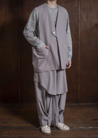 amachi. AY19V-1083-V Field Suit - 2 Way Vest Gray Beige