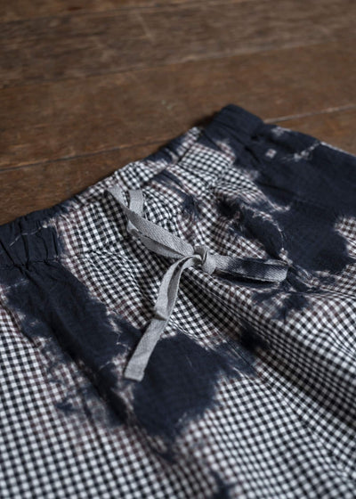 SUZUSAN Cotton Gingham Check Wide Easy Pants 5043C-010-Black - Black