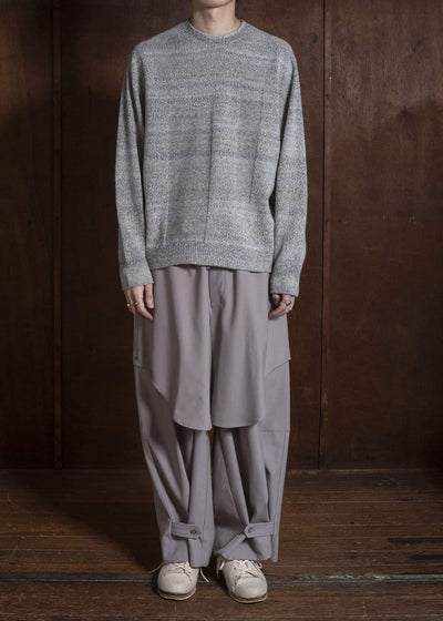 amachi. AY19K-4089 Gradation LOI Knit White Gray