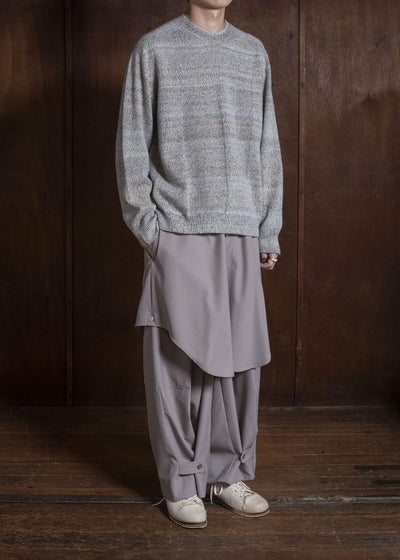 amachi. AY19K-4089 Gradation LOI Knit White Gray