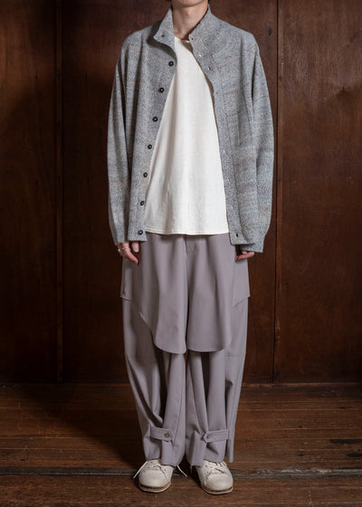 amachi. AY19K-4090 Gradation TOR High Neck Cardigan White Gray