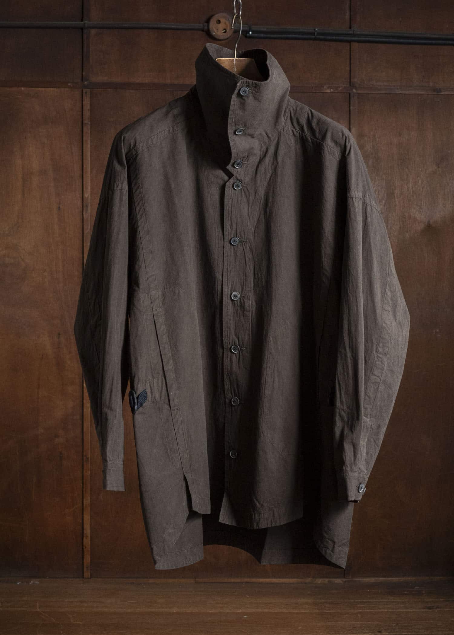 JAN-JAN VAN ESSCHE SHIRT#110 SHIRT JACKET WITH STANDING COLLAR & SIDE POCKETS Co Wo Dense Shirting | Doro Zome