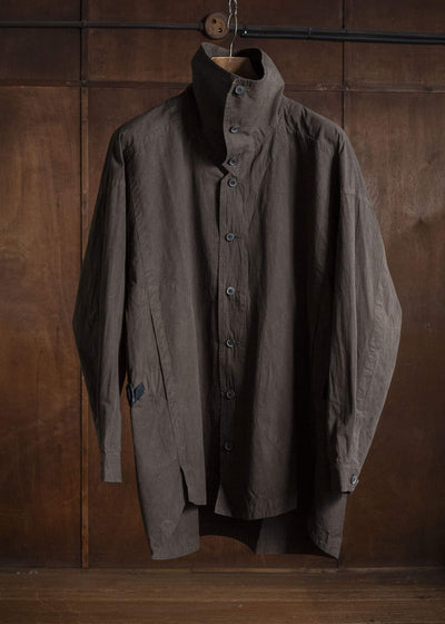JAN-JAN VAN ESSCHE SHIRT#110 SHIRT JACKET WITH STANDING COLLAR & SIDE POCKETS Co Wo Dense Shirting | Doro Zome