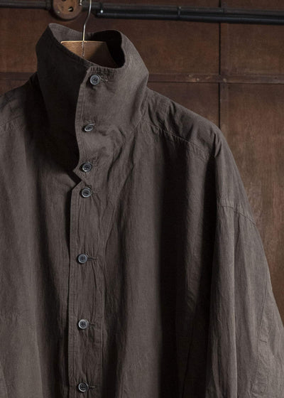 JAN-JAN VAN ESSCHE SHIRT#110 SHIRT JACKET WITH STANDING COLLAR & SIDE POCKETS Co Wo Dense Shirting | Doro Zome