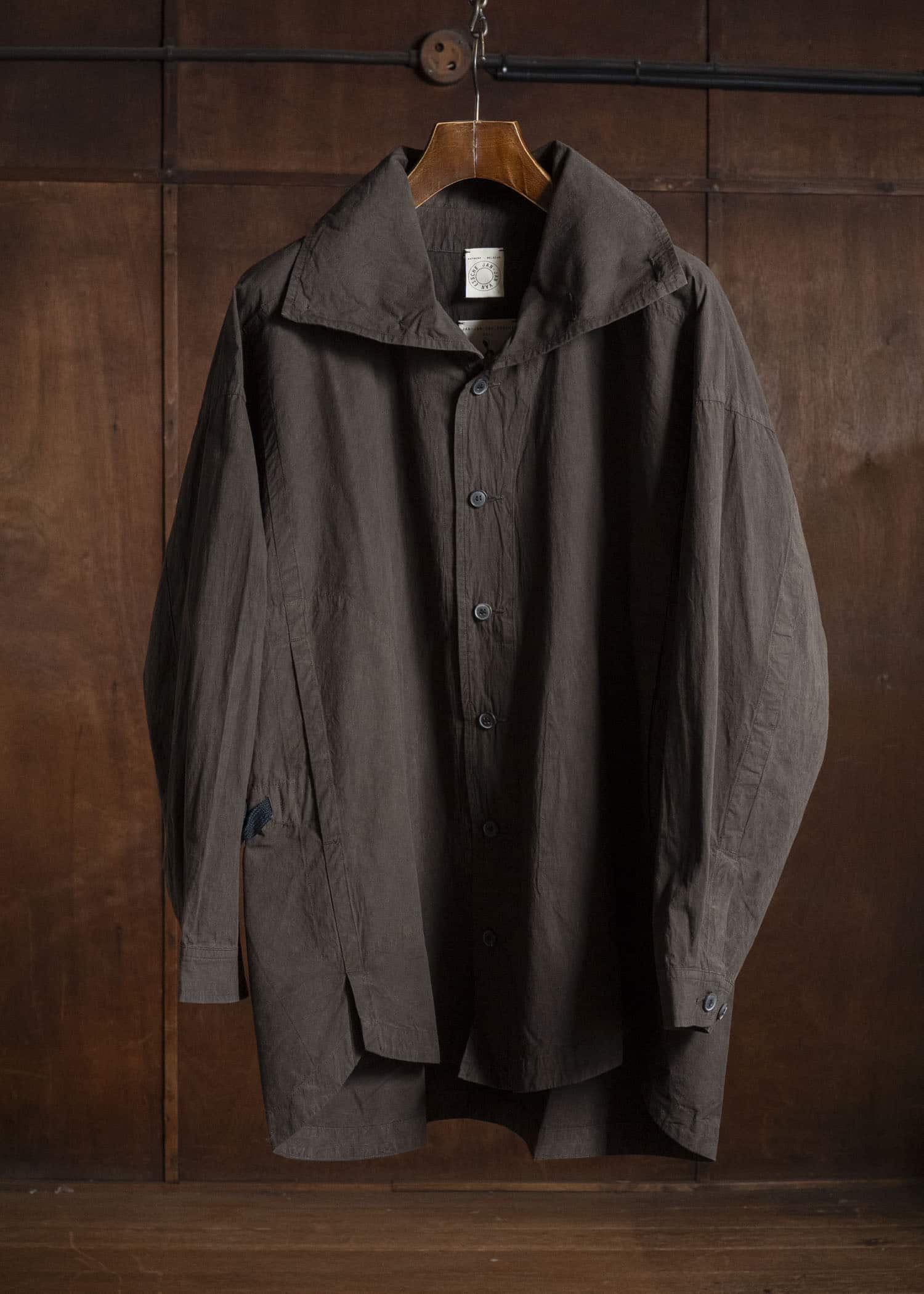 JAN-JAN VAN ESSCHE SHIRT#110 SHIRT JACKET WITH STANDING COLLAR & SIDE POCKETS Co Wo Dense Shirting | Doro Zome