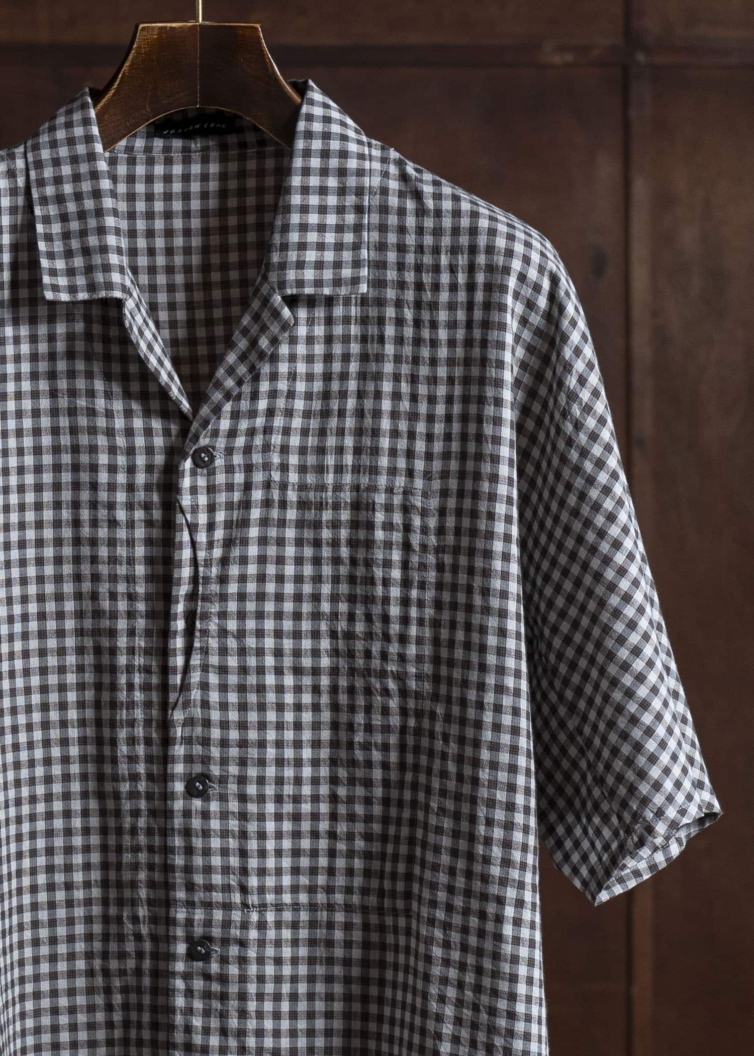 Jurgen Lehl Linen Shrink Check Shirt Black J0152FBM812-15