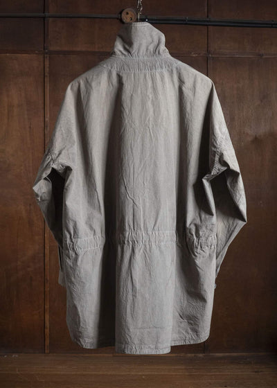 JAN-JAN VAN ESSCHE SHIRT#110 SHIRT JACKET WITH STANDING COLLAR & SIDE POCKETS Co Wo Dense Shirting | Kakishibu X Iron