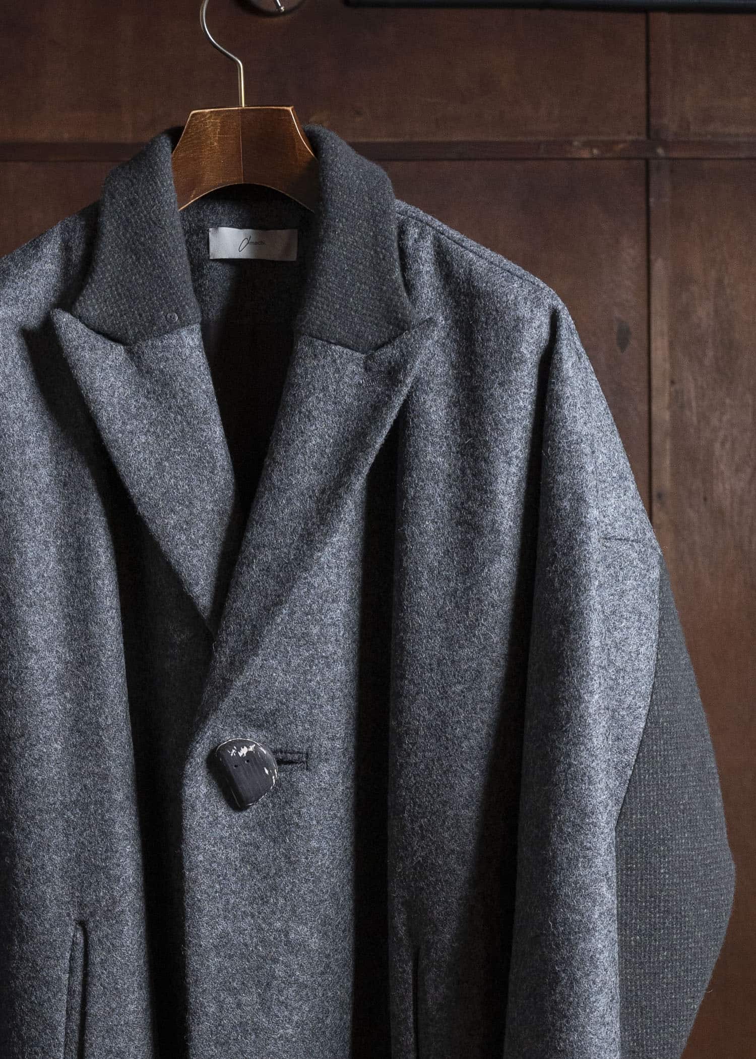 amachi. Covered Coat - 017[ Petrified wood button ] AY17C-2096 MIx Gray