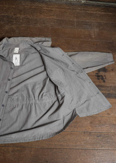 JAN-JAN VAN ESSCHE SHIRT#110 SHIRT JACKET WITH STANDING COLLAR & SIDE POCKETS Co Wo Dense Shirting | Kakishibu X Iron