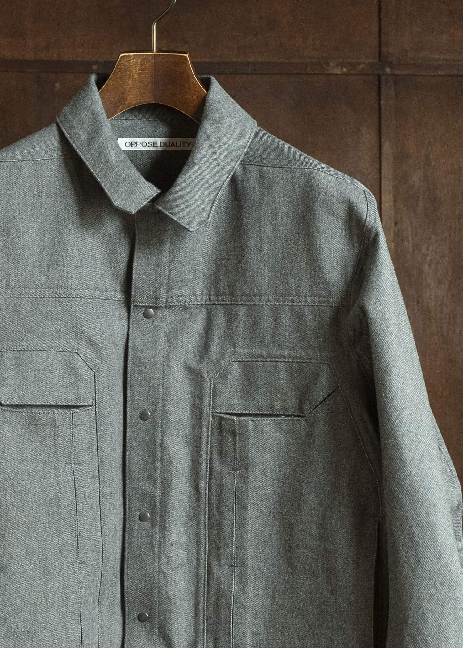 OPPOSE DUALITY OD1001JKT-26SS 6 Pocket Panel Denim Jacket Gray
