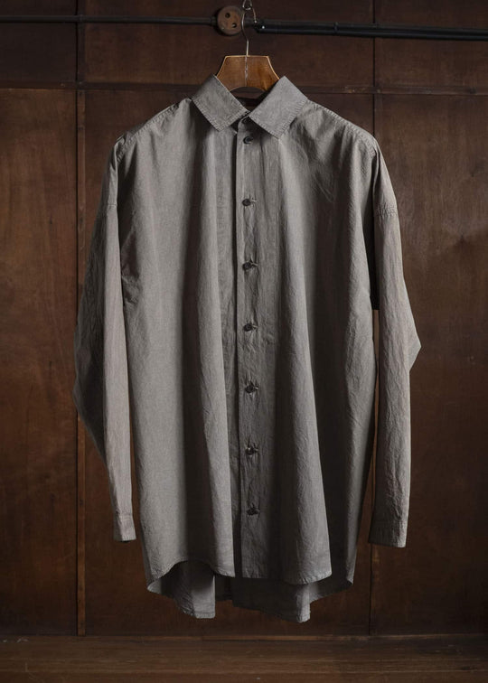JAN-JAN VAN ESSCHE SHIRT#100 LOOSE DRESS SHIRT WITH CENTER BACK PLEAT Co Wo Dense Shirting | Kakishibu X Iron