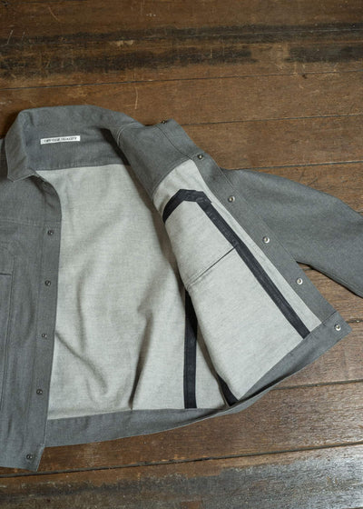 OPPOSE DUALITY OD1001JKT-26SS 6 Pocket Panel Denim Jacket Gray