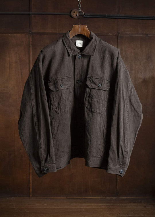 JAN-JAN VAN ESSCHE JACKET#64 DENIM STYLE WORKWEAR JACKET WITH YOKE Hemp Co Bamboo Twill | Doro Zome