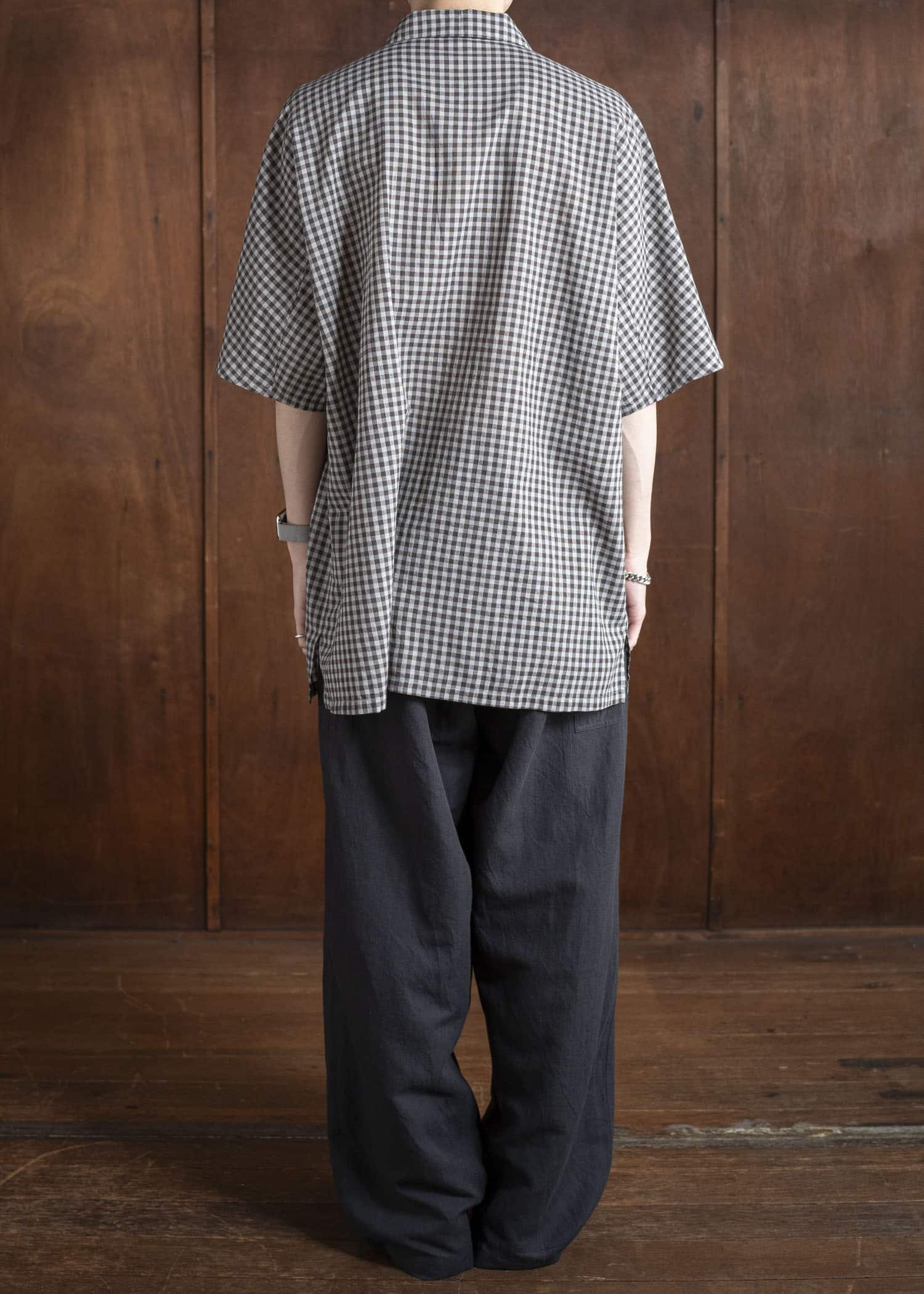 Jurgen Lehl Linen Shrink Check Shirt Black J0152FBM812-15