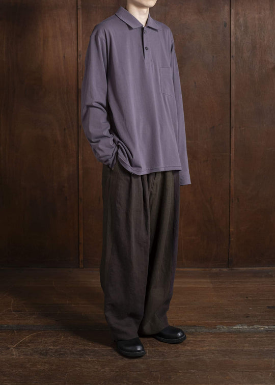 ZIGGY CHEN 0M2510539 Collaged Wide Leg Trousers PURPLE BROWN