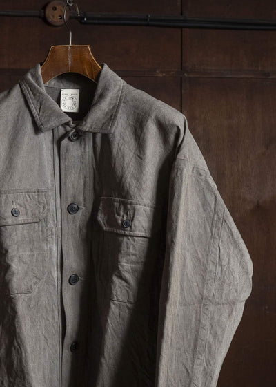 JAN-JAN VAN ESSCHE JACKET#64 DENIM STYLE WORKWEAR JACKET WITH YOKE Hemp Co Bamboo Twill | Kakishibu X Iron