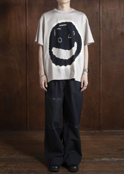 SUZUSAN Various Shibori ""Face""Cotton Jersey Short Sleeve T-Shirt 2073C-909-Black - Grge