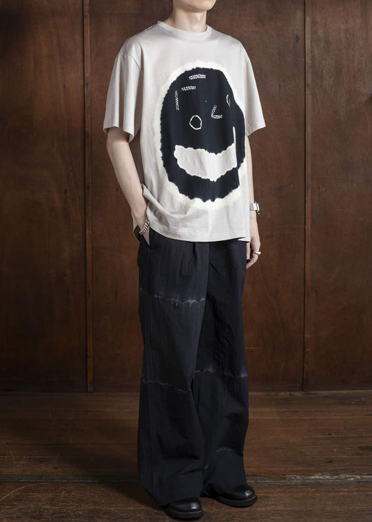 SUZUSAN Various Shibori ""Face""Cotton Jersey Short Sleeve T-Shirt 2073C-909-Black - Grge