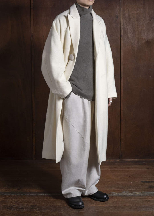 amachi. Covered Coat - 017[ Petrified wood button ] AY17C-2096 Off White